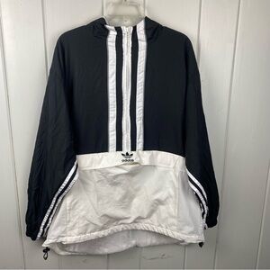 Vintage Adidas Originals Y2K Half-Zip Windbreaker in Black/White men Large